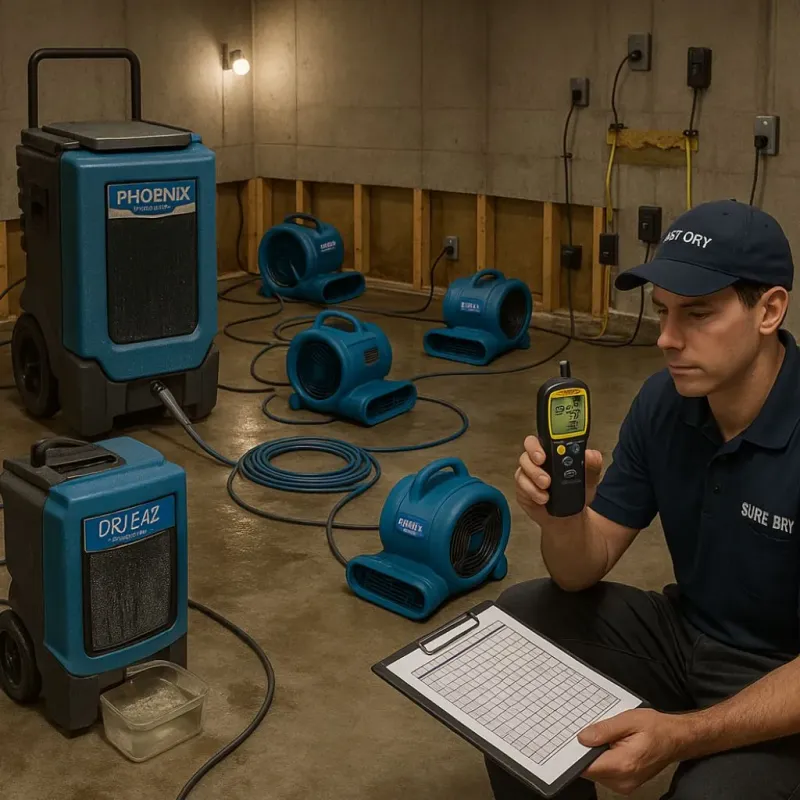 Structural Drying and Dehumidification process in Bohners Lake, WI